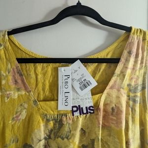 Yellow flowy floral midi dress